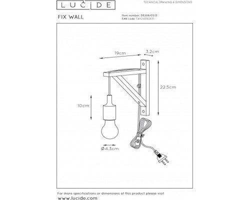 Бра Fix 08208/01/31 Lucide