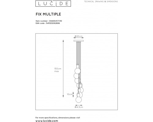 Подвесной светильник Fix Multiple 08408/07/30 Lucide