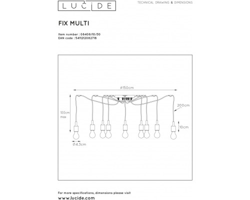 Подвесной светильник Fix Multi 08408/10/30 Lucide