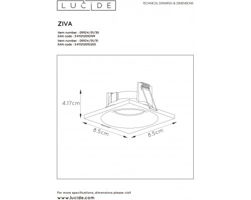 Точечный светильник Ziva 09924/01/31 Lucide
