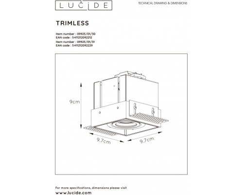 Точечный светильник Trimless 09925/01/31 Lucide