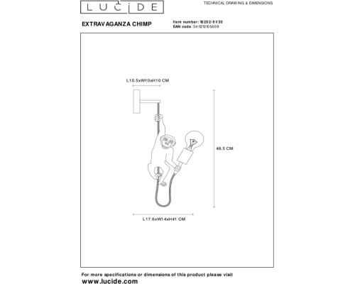 Бра EXTRAVAGANZA CHIMP 10202/01/30 Lucide