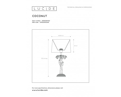 Интерьерная настольная лампа Extravaganza Coconut 10505/81/02 Lucide