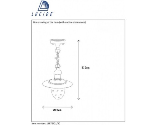Уличный светильник подвесной Aruba 11872/01/30 Lucide