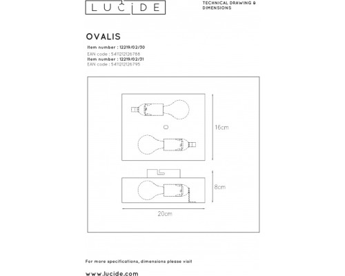 Настенный светильник Ovalis 12219/02/30 Lucide
