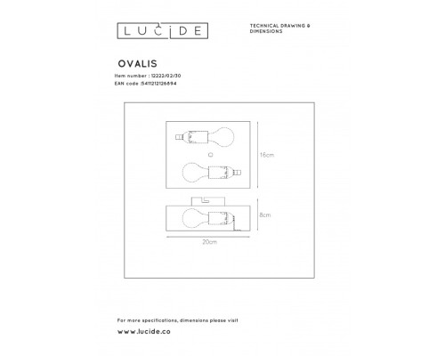 Настенный светильник Ovalis 12222/02/30 Lucide