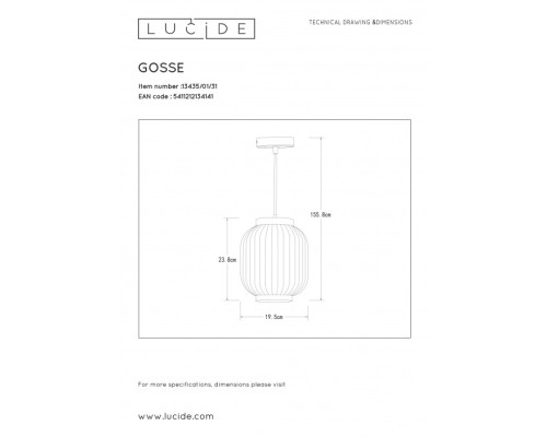 Подвесной светильник Gosse 13435/01/31 Lucide