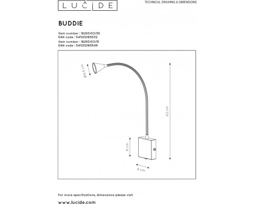Настенный светильник Buddy 18293/03/31 Lucide