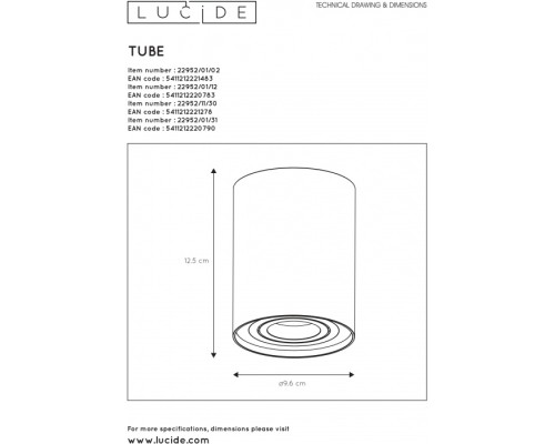 Потолочный светильник Tube 22952/01/31 Lucide