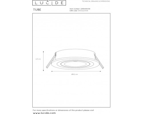Точечный светильник Tube 22954/01/30 Lucide
