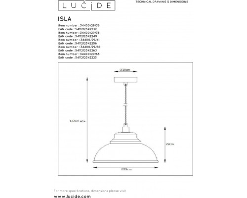 Подвесной светильник Isla 34400/29/36 Lucide