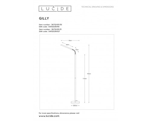 Торшер Gilly 36712/05/31 Lucide