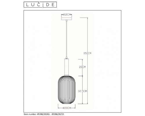 Подвесной светильник Maloto 45386/20/62 Lucide