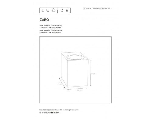 Архитектурная подсветка Zaro 69800/01/31 Lucide