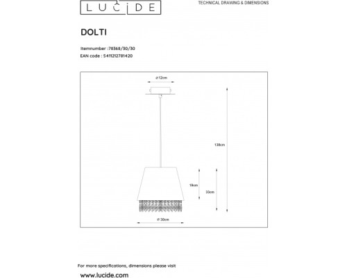 Подвесная люстра Dolti 78368/30/30 Lucide