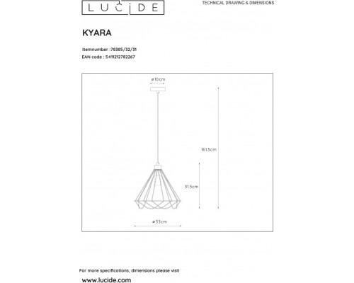 Подвесной светильник Kyara White 78385/32/31 Lucide