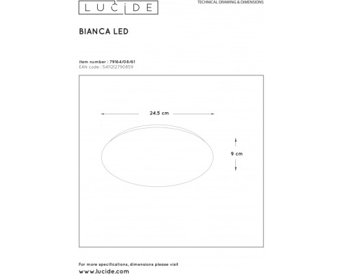 Потолочный светильник Bianca-led 79164/08/61 Lucide