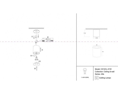 Точечный светильник Alfa C012CL-01W Maytoni