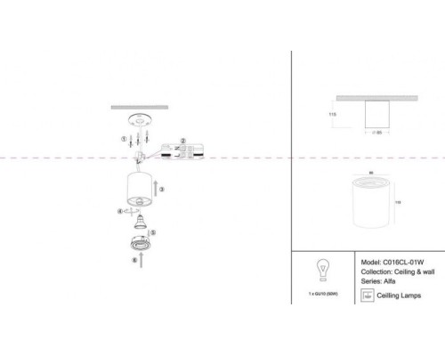 Точечный светильник Alfa C016CL-01W Maytoni