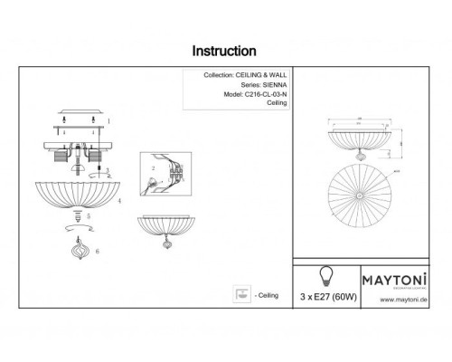 Потолочный светильник Sienna C216-CL-03-N Maytoni