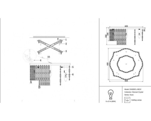 Потолочная люстра Dune DIA005CL-06CH Maytoni