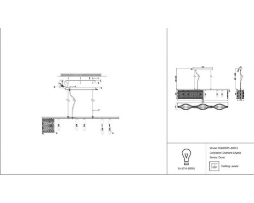 Подвесной светильник Dune DIA005PL-06CH Maytoni