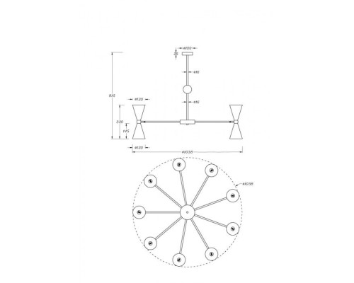 Потолочная люстра Vesper MOD108PL-18WG Maytoni