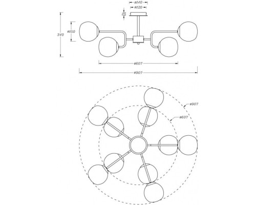 Потолочная люстра Erich MOD221PL-10G Maytoni