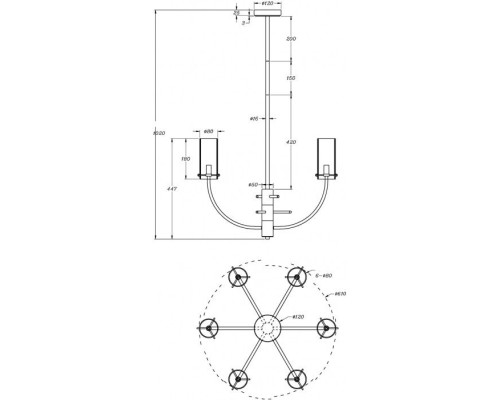 Потолочная люстра Arco MOD223PL-06BS Maytoni