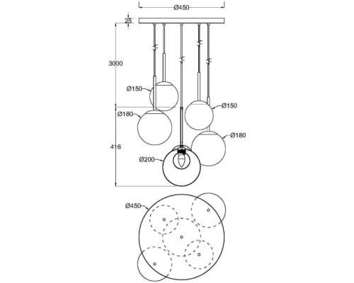 Подвесной светильник Basic form MOD521PL-05G Maytoni