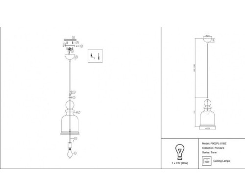 Подвесной светильник Tone P002PL-01BZ Maytoni