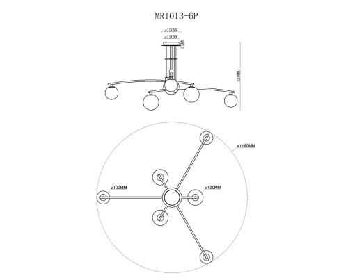 Потолочная люстра Stacy MR1013-6P MyFar