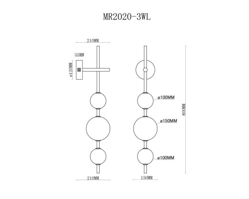Настенный светильник Violla MR2020-3WL MyFar