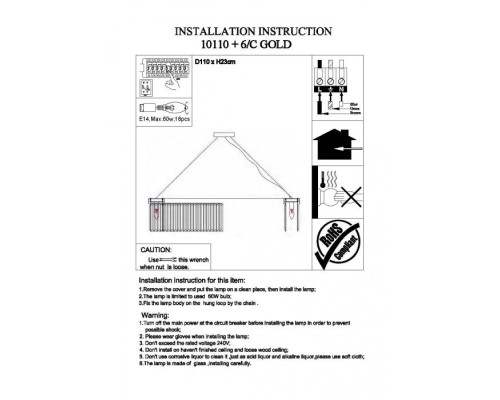 Подвесная люстра 10110 10110+6/C gold Newport