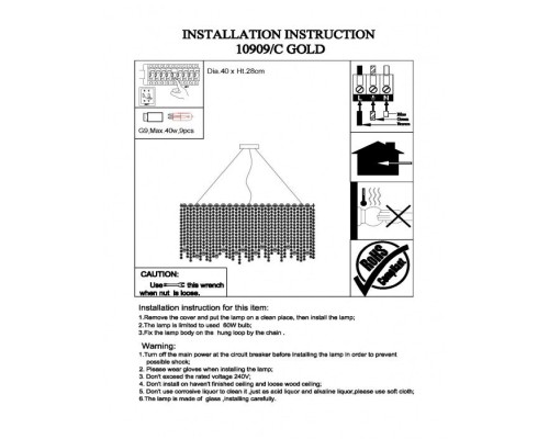 Подвесная люстра 10900 10909/C gold Newport