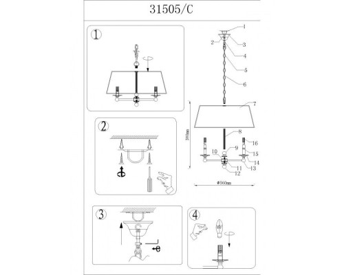 Подвесная люстра 31500 31505/C Newport