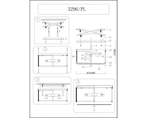 Потолочная люстра 3290 3296/PL nickel Newport