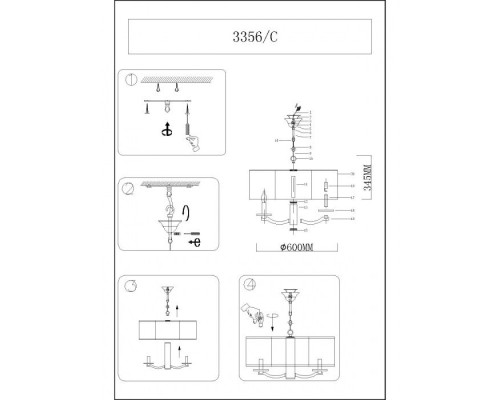 Подвесная люстра 3360 3365/C brass Newport