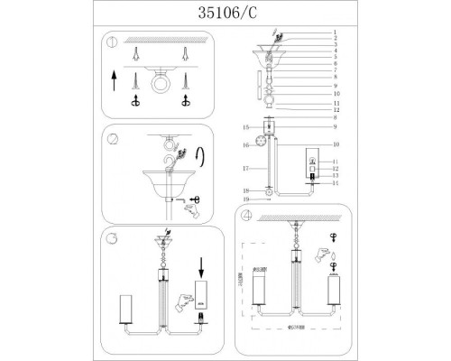 Подвесная люстра 35100 35106/C Newport