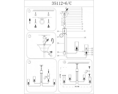Подвесная люстра 35100 35112+6/C Newport