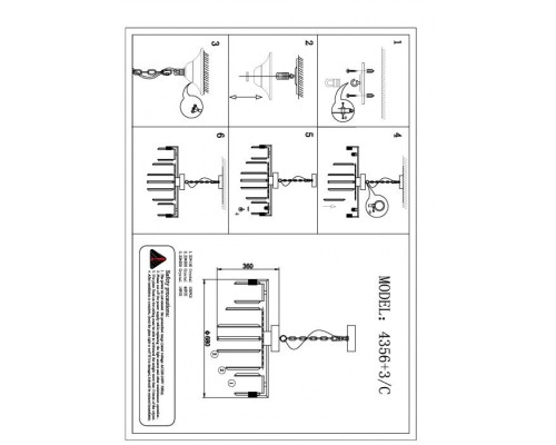 Подвесная люстра 4350 4356+3/C chrome Newport