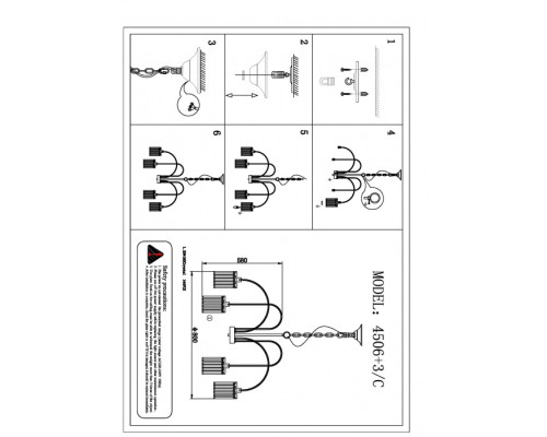Подвесная люстра 4500 4506+3/C gold Newport
