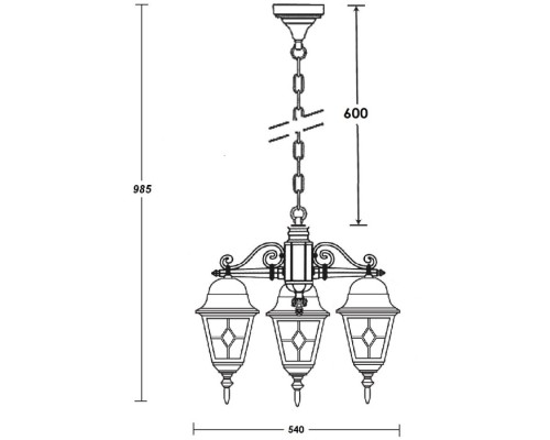 Уличный светильник подвесной QUADRO M lead GLASS 79970MlgG/3 Bl Oasis Light