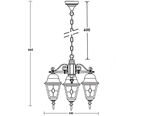Уличный светильник подвесной QUADRO M lead GLASS 79970МlgY/3 Bl Oasis Light