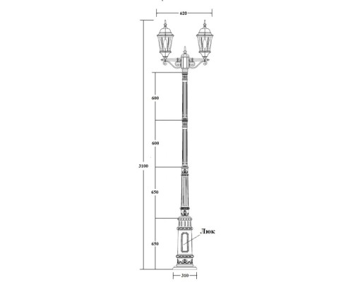 Наземный фонарь ASTORIA 2M 91410MA/E7 Bl овал Oasis Light