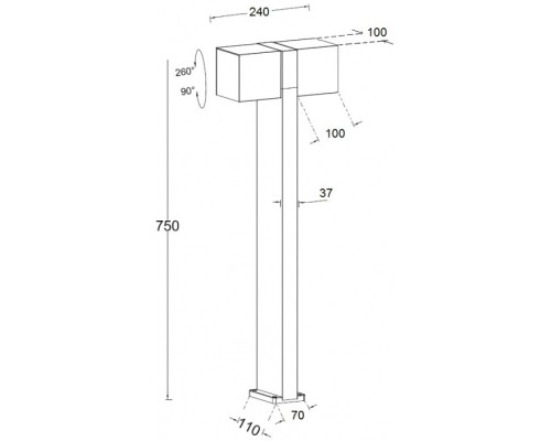 Наземный фонарь TUBE LED W1938-2-750 Gr Oasis Light