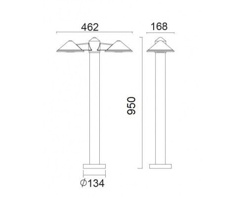 Наземный светильник  W21876N3-950 Gr Oasis Light