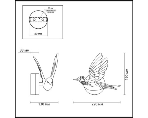 Настенный светильник Colombella 4341/3WLA Odeon Light
