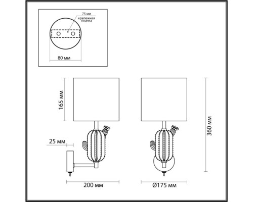 Бра Cactus 5425/1W Odeon Light