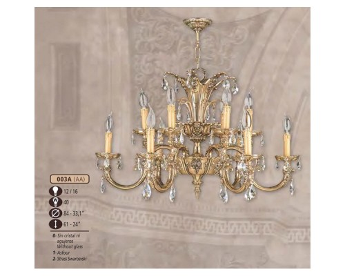 Подвесная люстра 003A 003A/12 AA SWAROVSKI Riperlamp